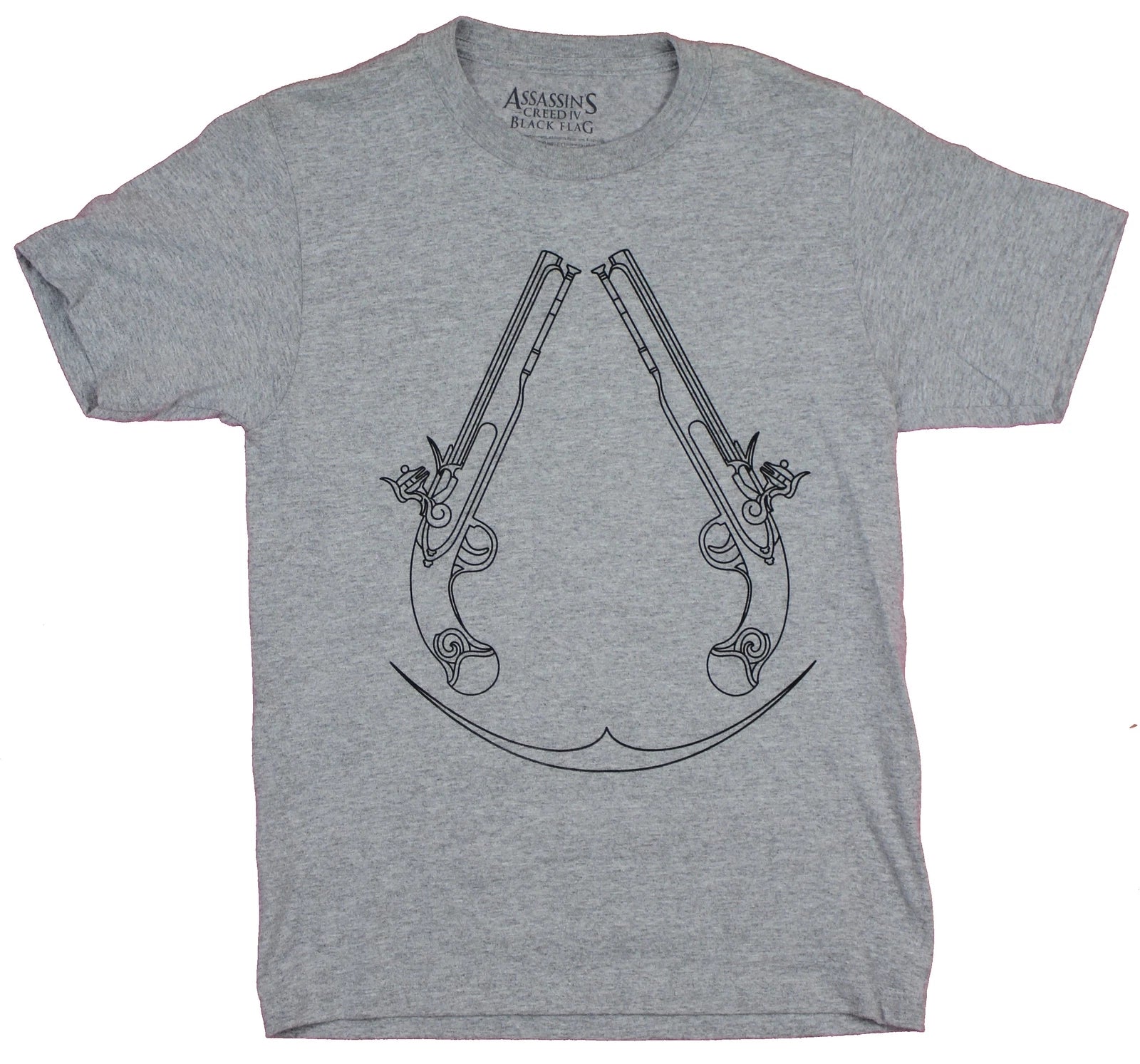 Assassin's Creed Adult New T-Shirt  - Black Flag Dueling Pistols Logo