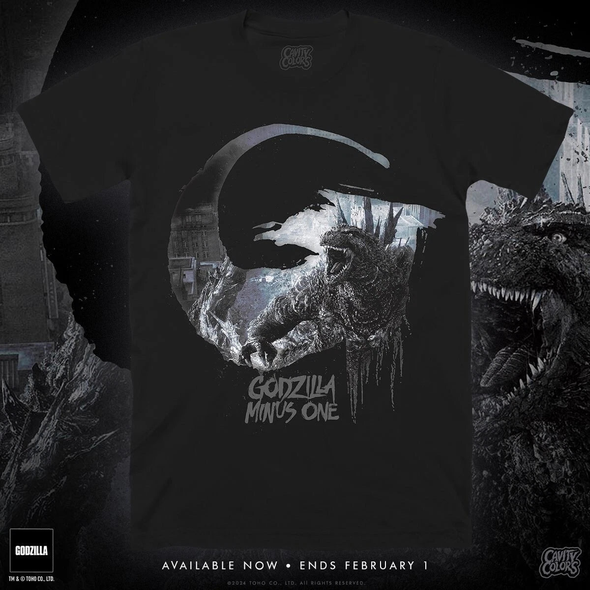 Godzilla Minus One Shirt Classic Movie Vintage Graphic Design T-Shirt 1