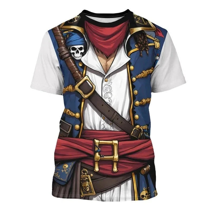 Mens Funny Pirate Captain HALLOWEEN 3D Printed T-Shirt Cosplay Costume party