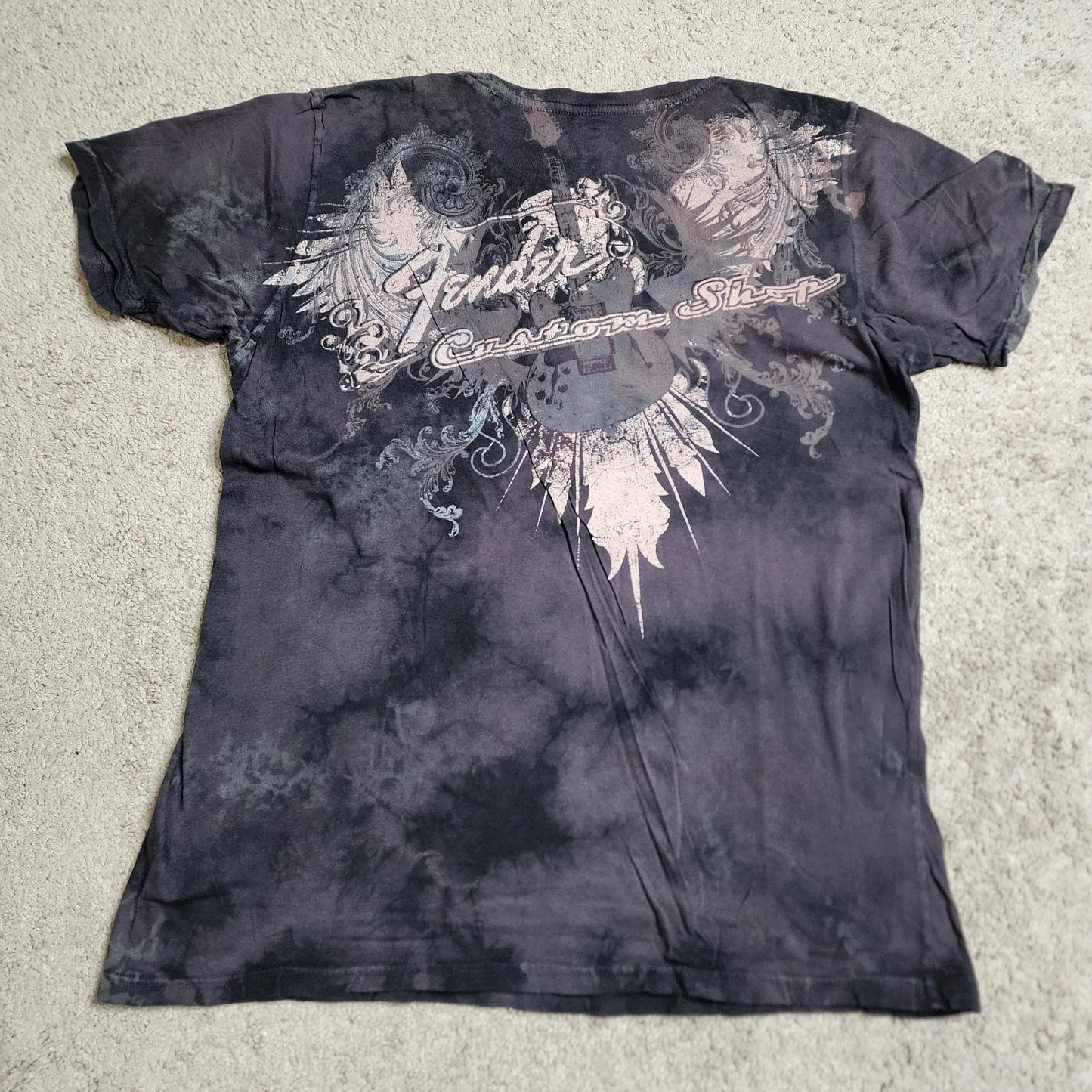 Fender Custom Shop Black Tee Shirt Men’s L Skull Design Short Sleeve Rock Style