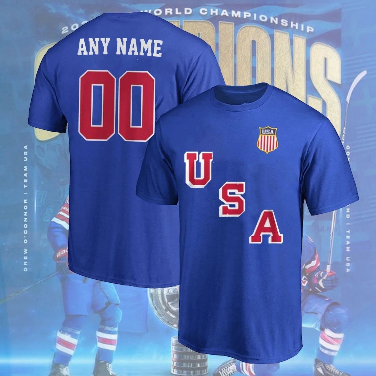 Personalized Team USA Hockey 2025 World Champs Name Number Gift For Fans
