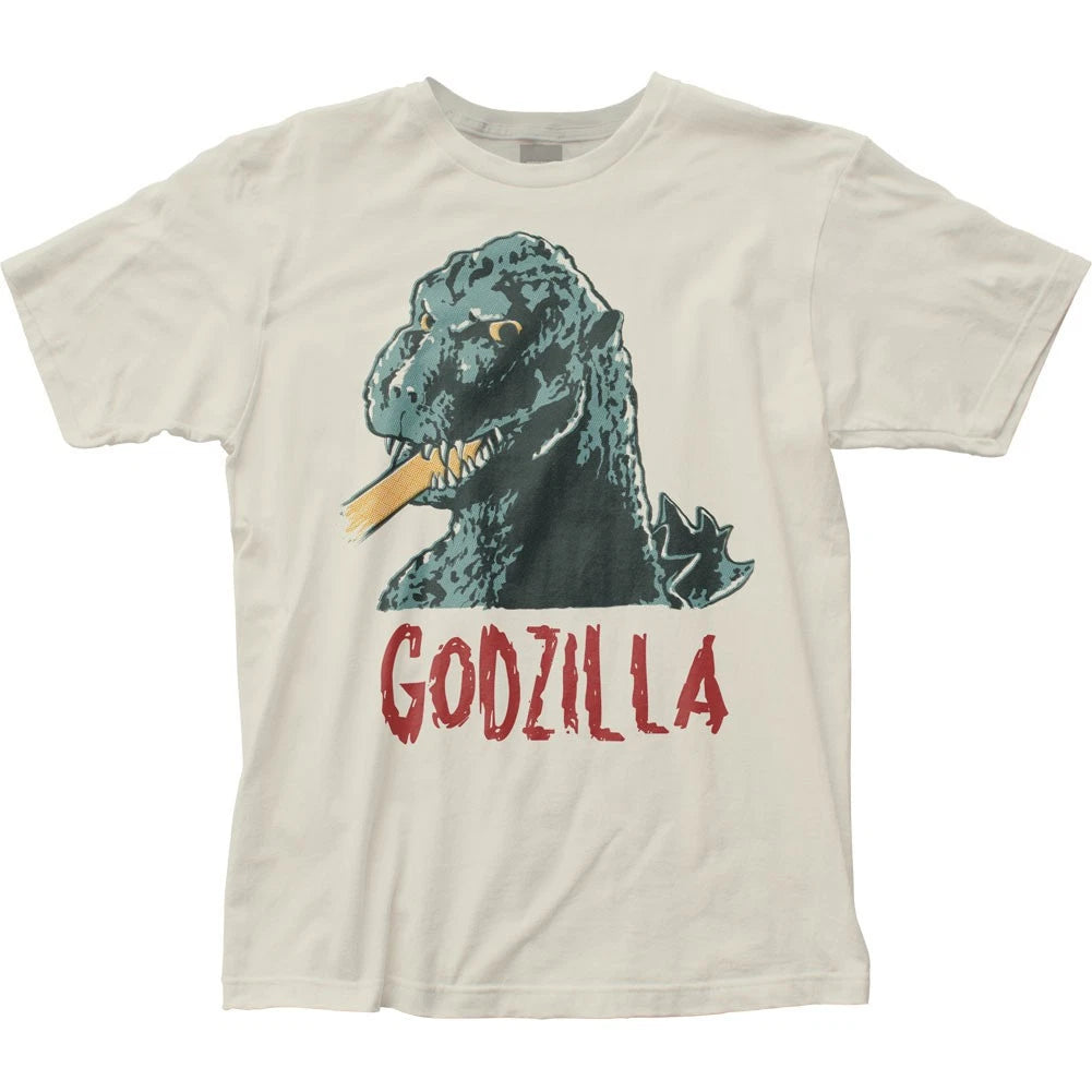 Godzilla Godzilla Vintage Style Mens T Shirt Classic Monster Movie Tee Natural