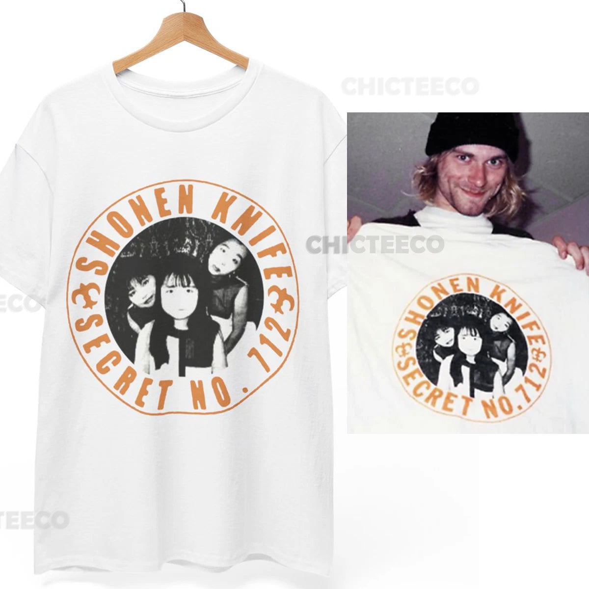 Shonen Knife T-Shirt Worn By Kurt Cobain Nirvana Grunge 90s Music Unisex Tee