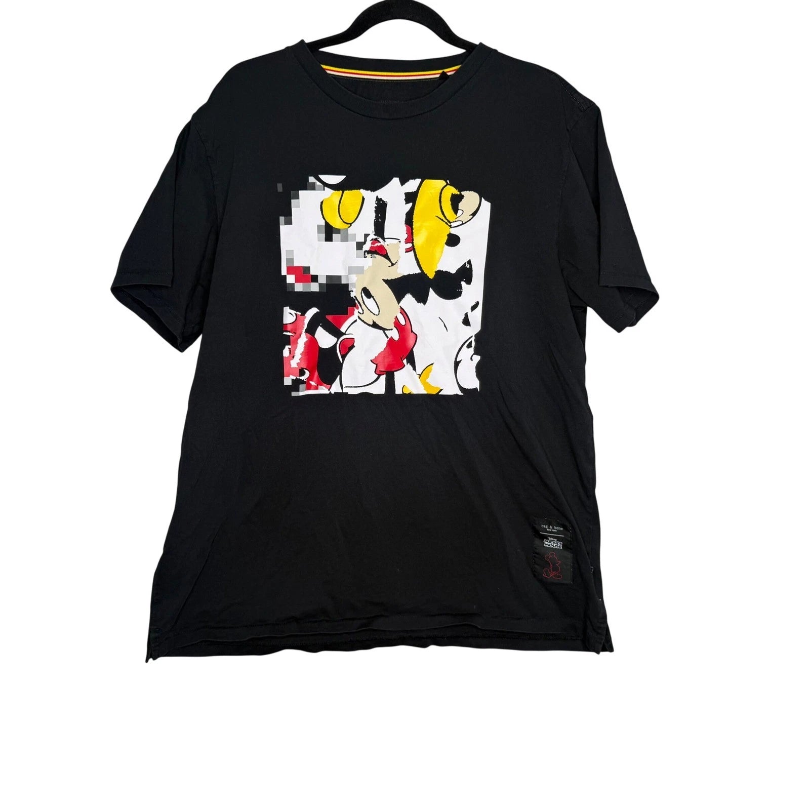 Rag & Bone x Disney Mickey 90th Anniversary Pixel Graphic T-Shirt Black Mens XL