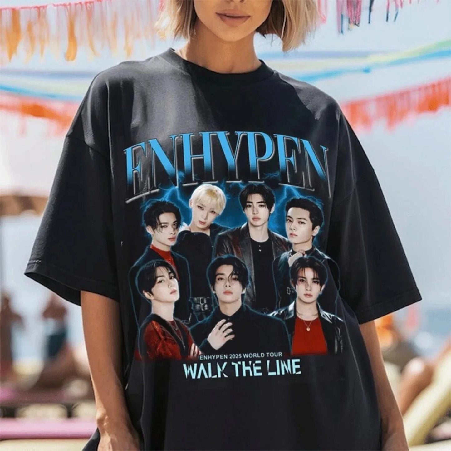 Vintage Enhypen Walk the Line Enhypen 2025 Tour Unisex T-shirt