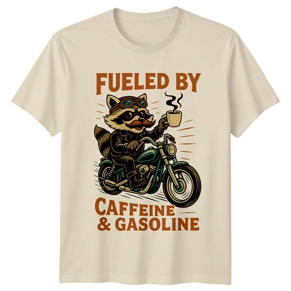 Fueled By Caffeine & Gasoline Mens T-Shirt Biker Coffee Birthday Gift For Him