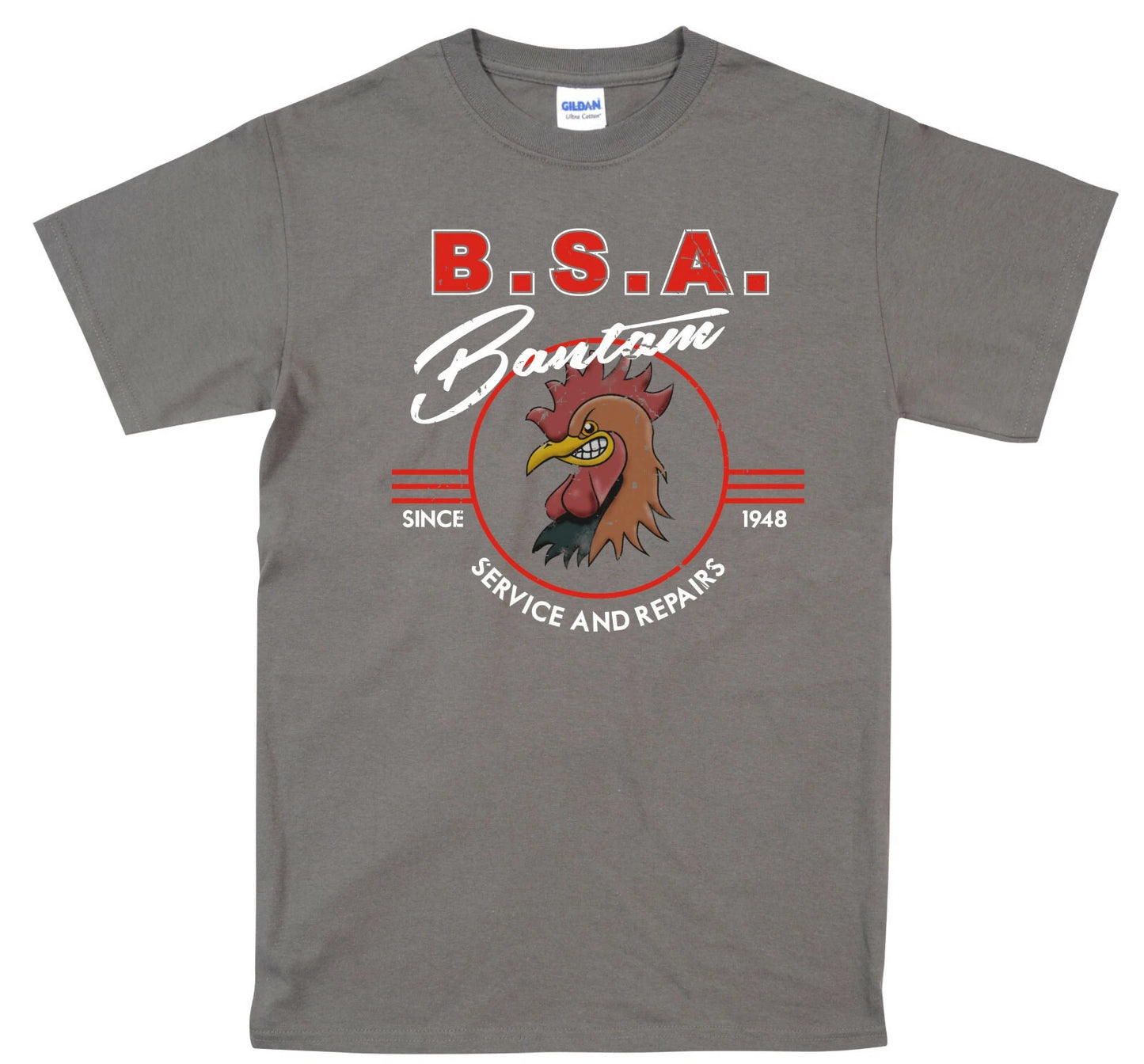 BSA Bantam Biker T Shirt Door Art Rat Chopper Bobber Hotrod Vintage Cafe Racer
