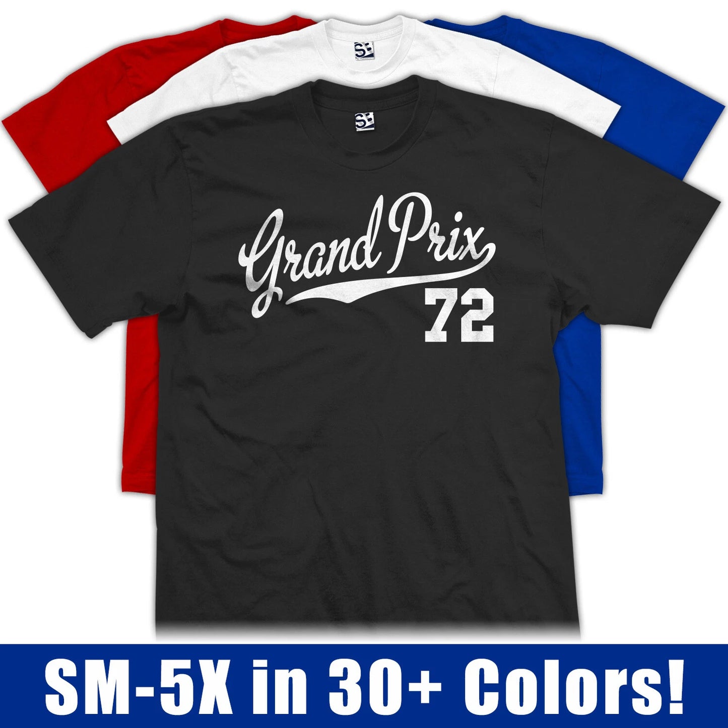 Grand Prix 72 T-Shirt | 1972 Pontiac Classic J SJ LJ  GP Coupe Jersey Script Tee