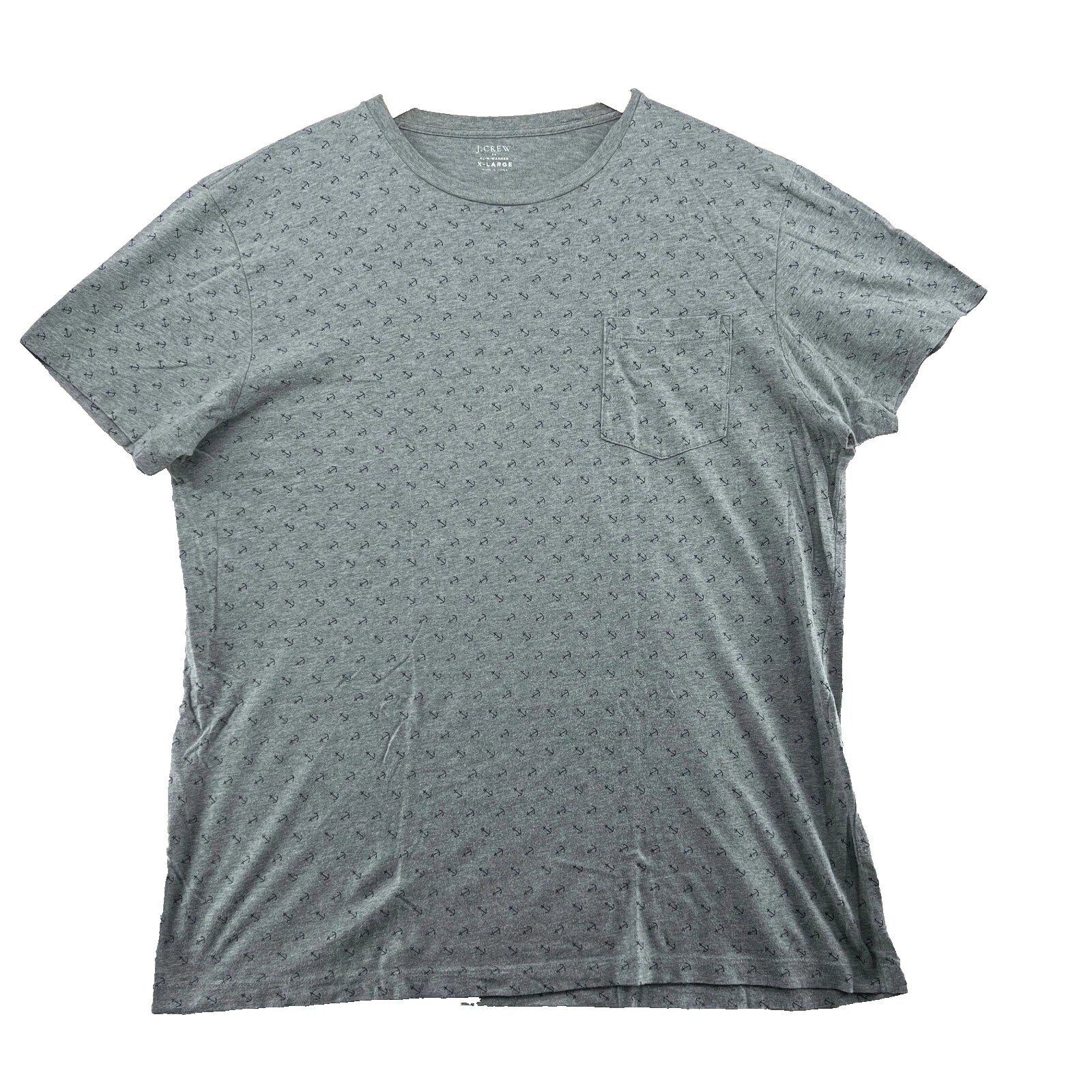 J.Crew Slim Fit Washed Men's Size XL Gray Anchor Print Crew-Neck T-Shirt