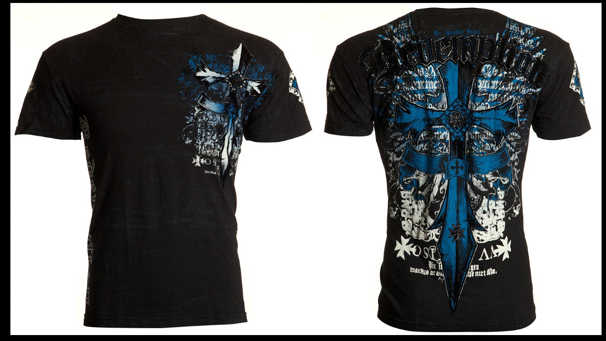 ARCHAIC by AFFLICTION Black LOYALTY Short Sleeve Slim Fit Y2K Mens T-shirt NWT