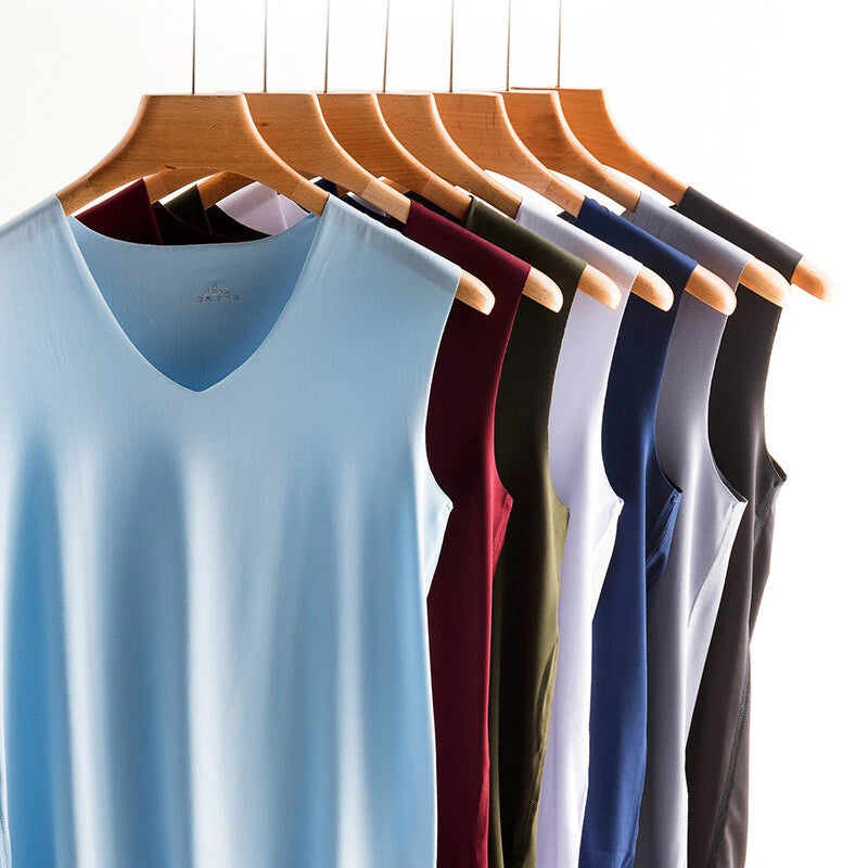 Men's Ice Silk Sleeveless Vest V-Neck Tank Tops Undershirt Muscle T Shirt USA