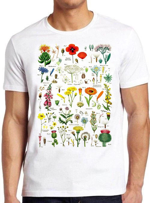 Flowers Variations British Wildflowers Retro Cool Top Tee T Shirt M509