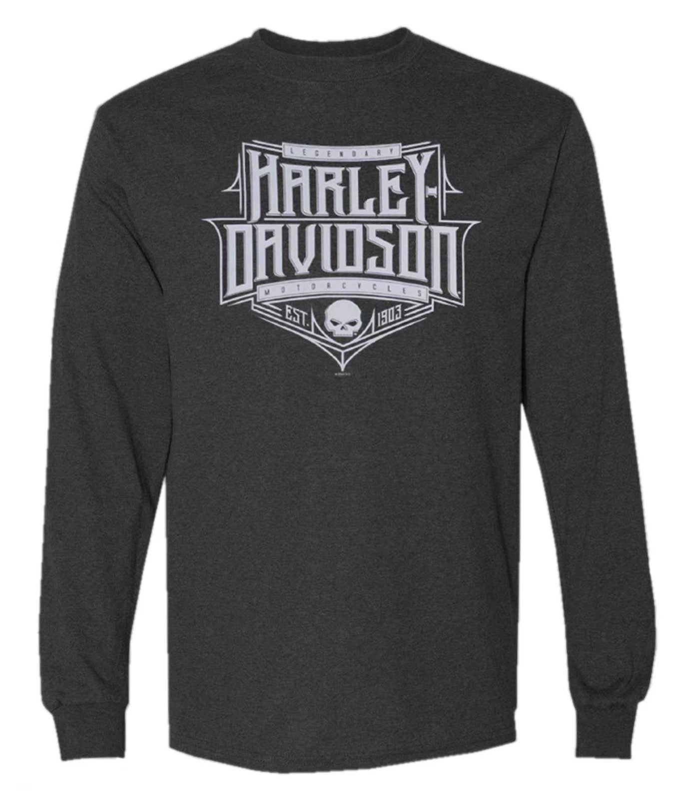 Harley-Davidson Men's Sharpened Long Sleeve Poly-Blend Shirt, Charcoal