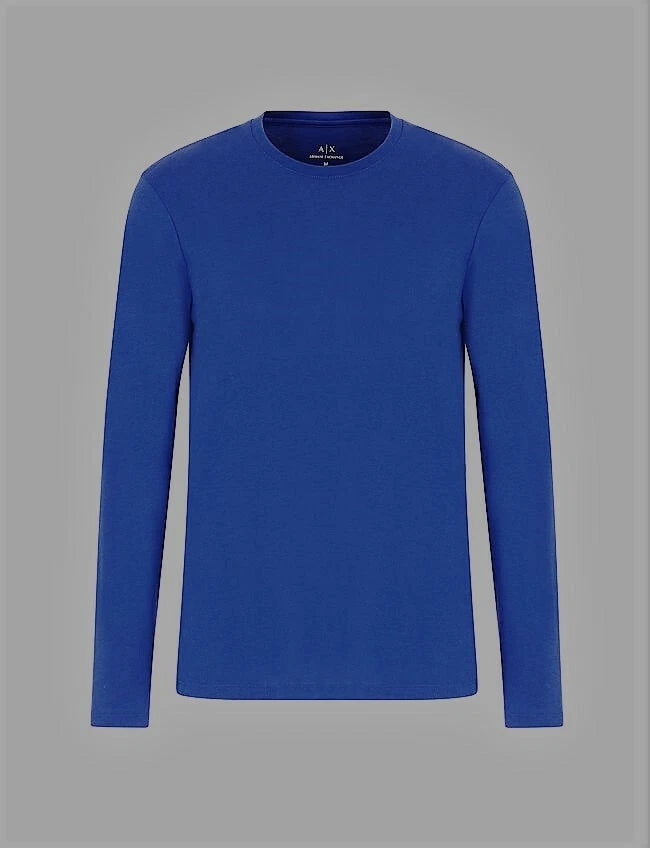 A|X Armani Exchange Long-Sleeve Jersey Crew Neck T. Shirt Cotton True Blue - M