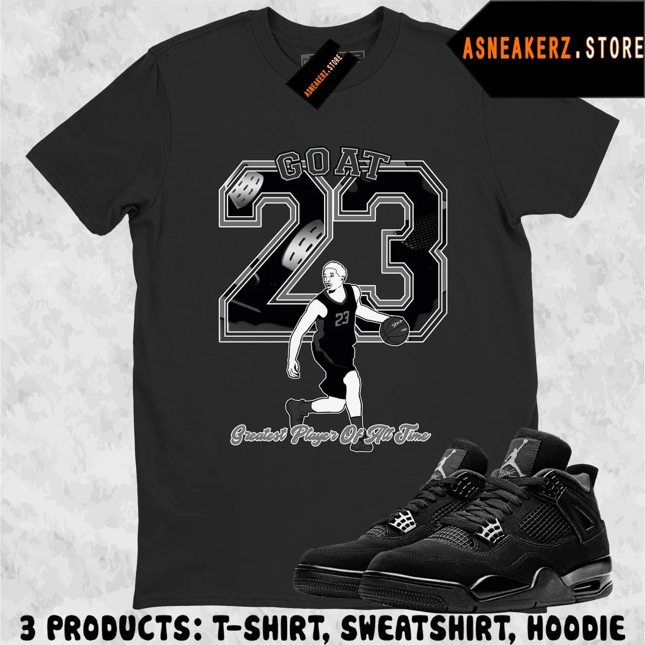 Shirt To Match AJ 4 Black Cat 2025 Sneaker Matching Tee Goat Player 23 T-Shirt