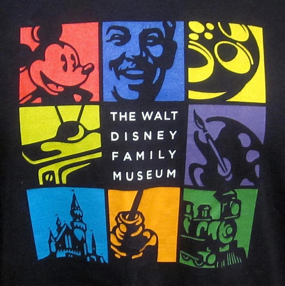 WALT DISNEY FAMILY MUSEUM lrg T shirt Mickey Mouse pop-art tee San Francisco
