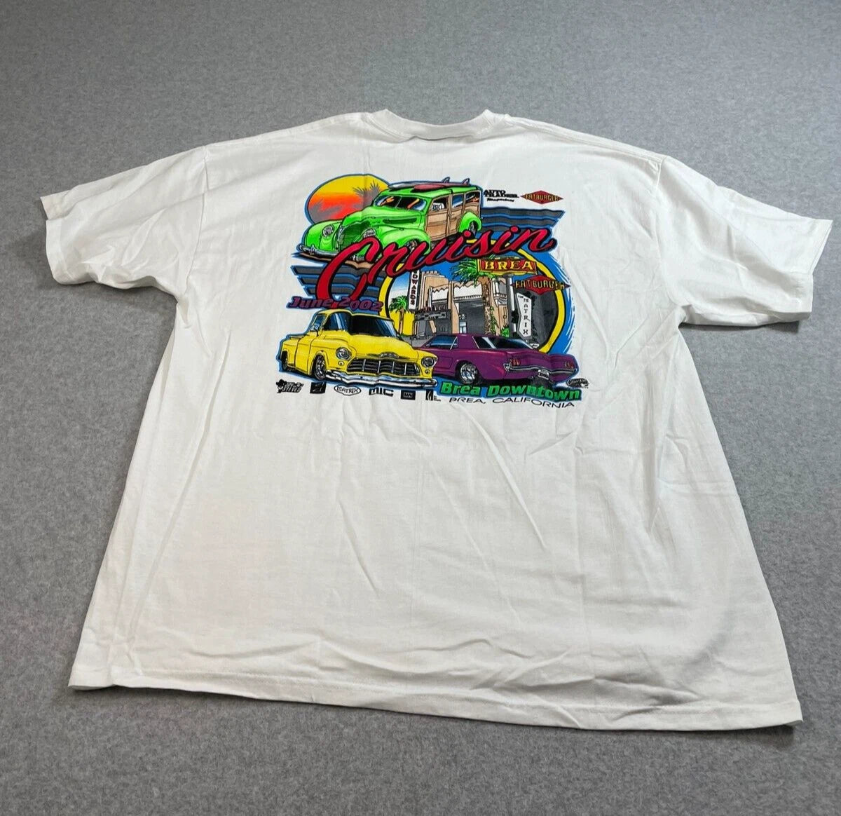 Vintage Cruisin Brea Fatburger Tshirt Men 2XL Hot Rod Car California Heritag Y2K