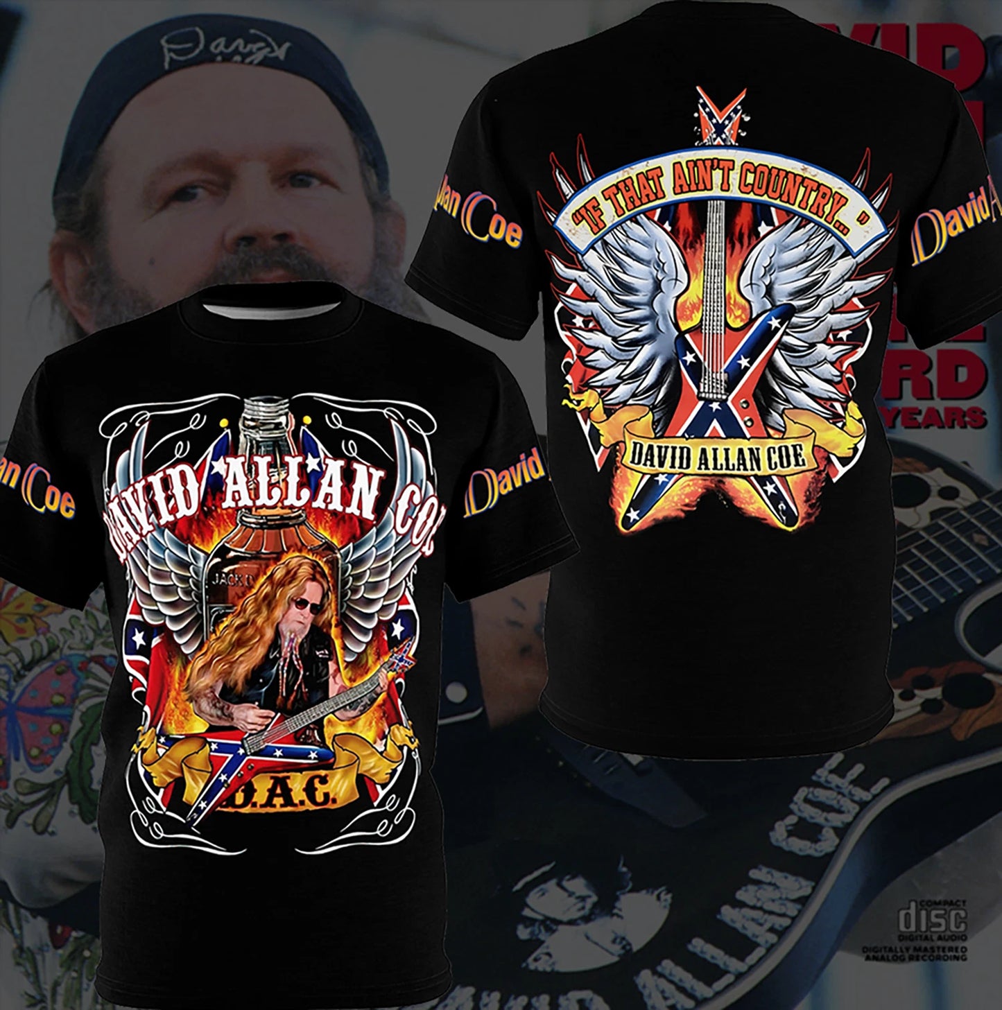 New David Allan Coe World Tour 3D T-shirt S to 5XL 2F1055