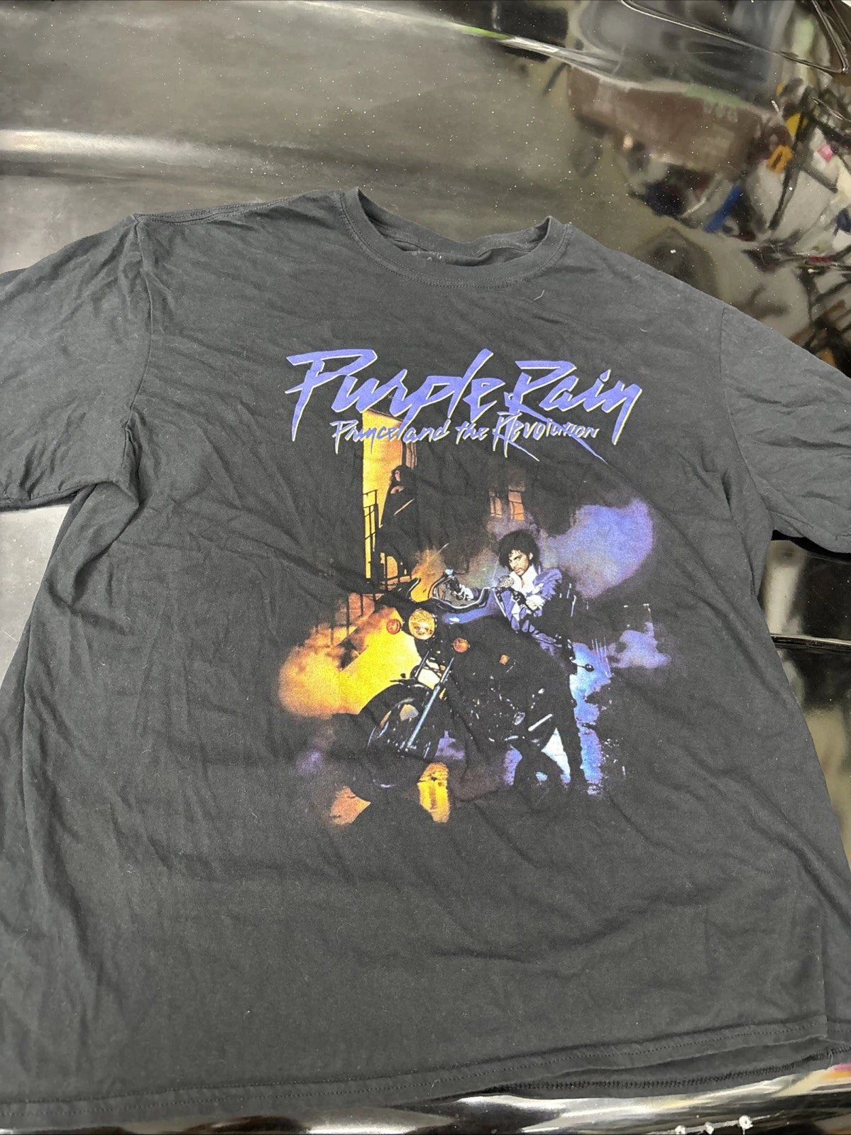 The Prince Estate Official  & Approved Black Purple Rain T-shirt Size XL
