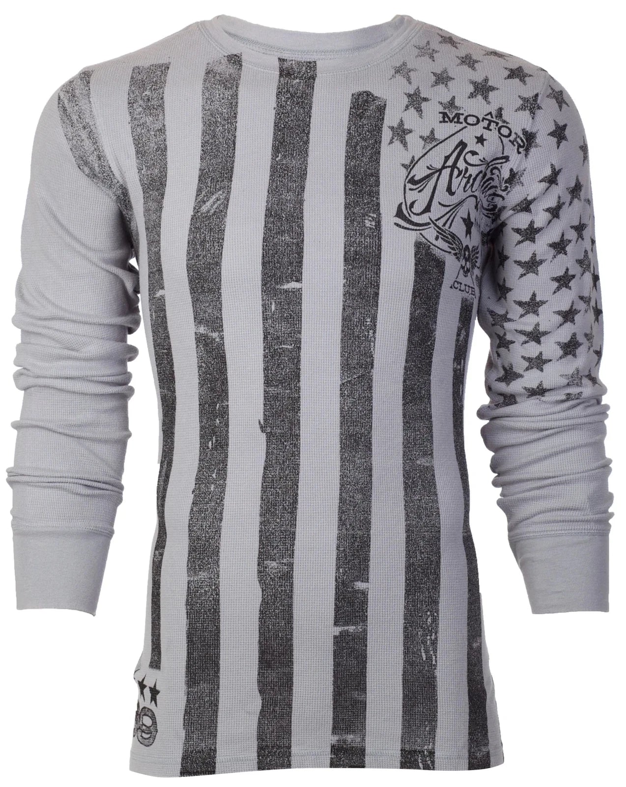 ARCHAIC by AFFLICTION Men's Long Sleeve THERMAL Shirt NATION Biker GRAY $58