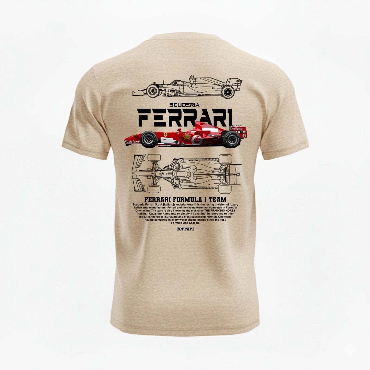 Ferrari Formula 1 Car T-Shirt, Vintage Style Car Drivers Shirt, Retro Racers Tee