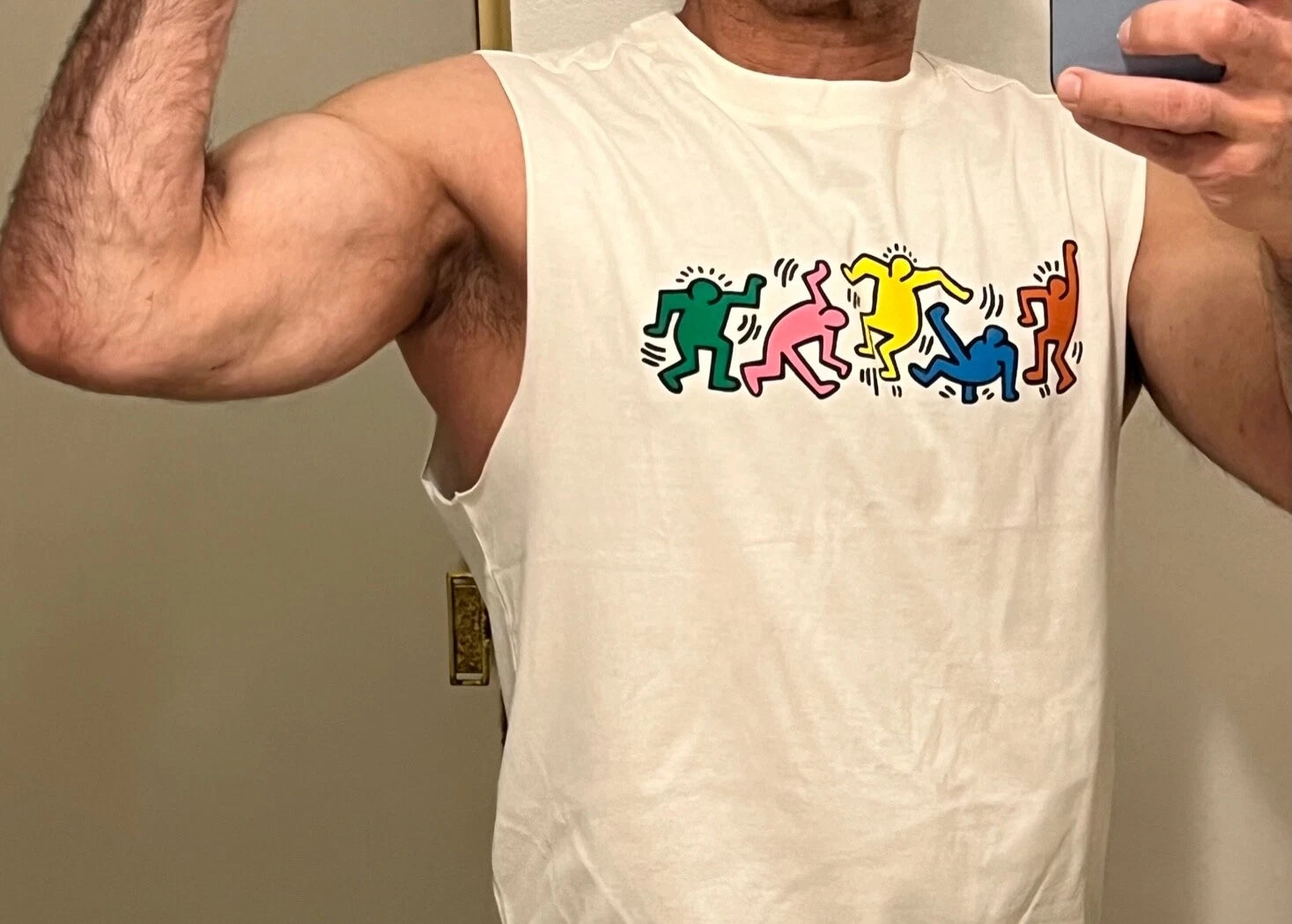 KEITH HARING  Licensed Muscle Shirt NEW S, M, L, XL, XXL PRINT ON BOTH SIDES NWT