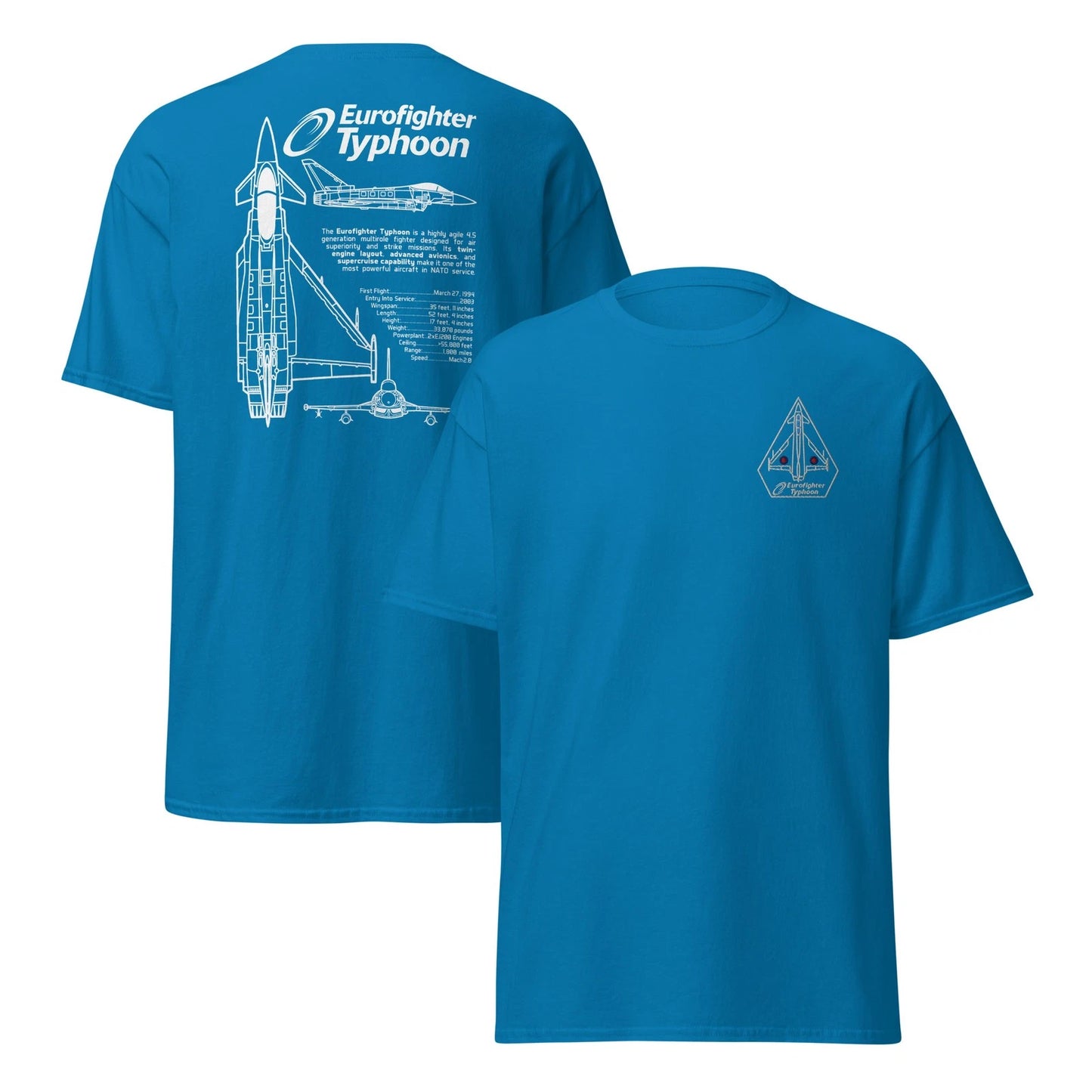 Eurofighter Typhoon T-Shirt – Embroidered Logo & Fighter Jet Tech Back Print