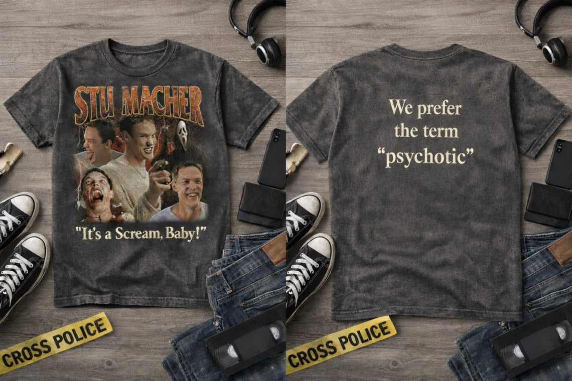 Stu Macher Vintage 90s Bootleg Matthew Lillard Scream Horror T-Shirt