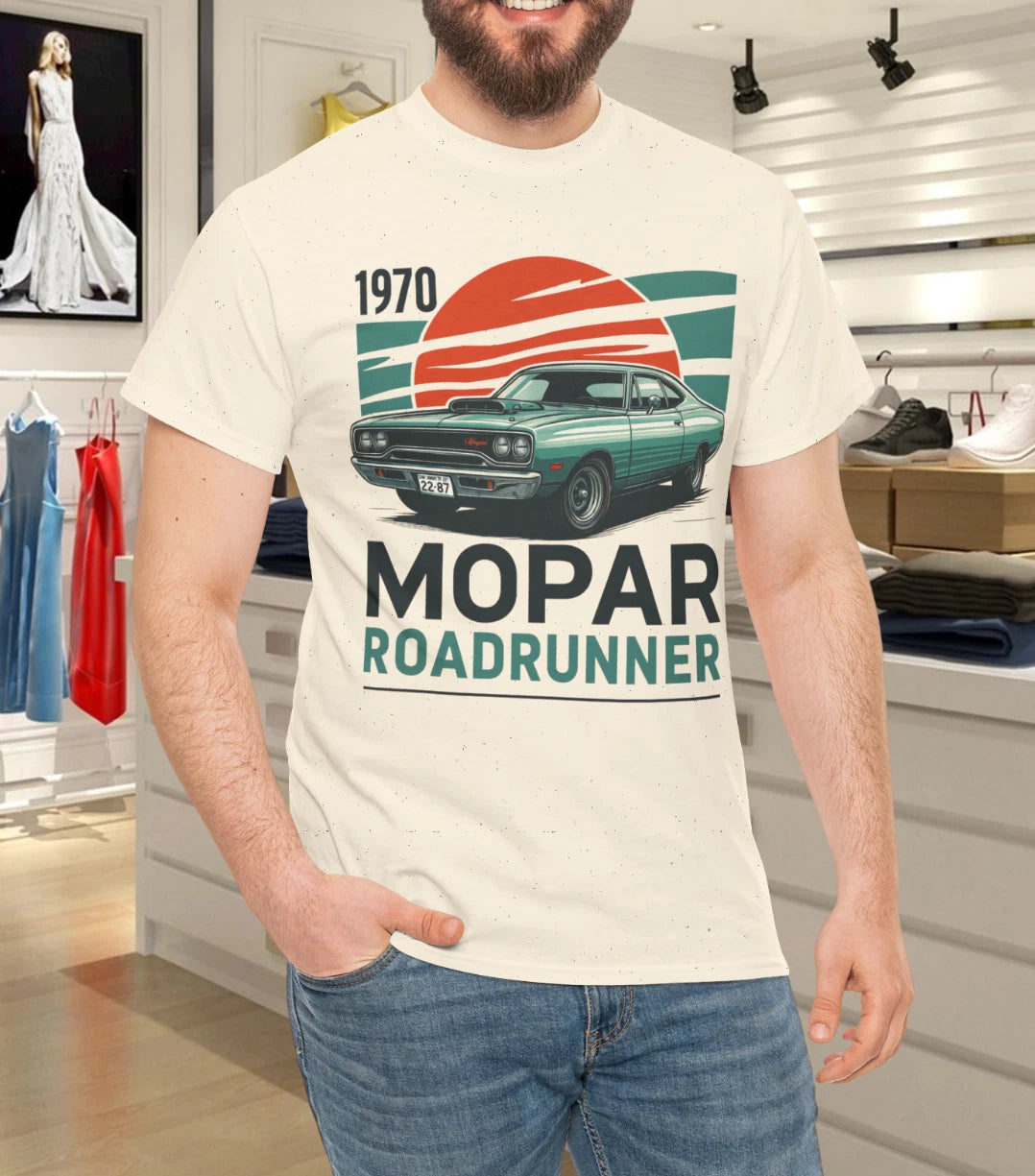 1970 Mopar Roadrunner Classic Muscle Car Vintage Retro Graphic Tee Shirt