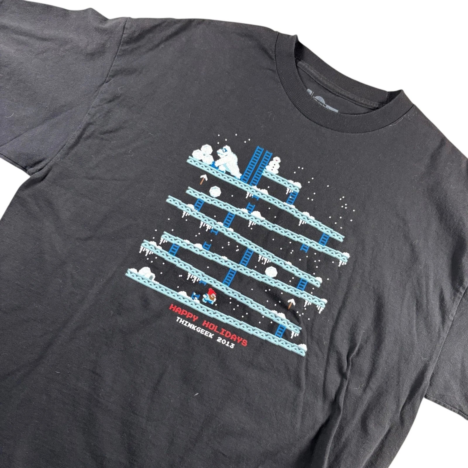 VTG Gamer Tee 2013 Mens XL Black Graphic Video Game 8-Bit Think Geek Yeti