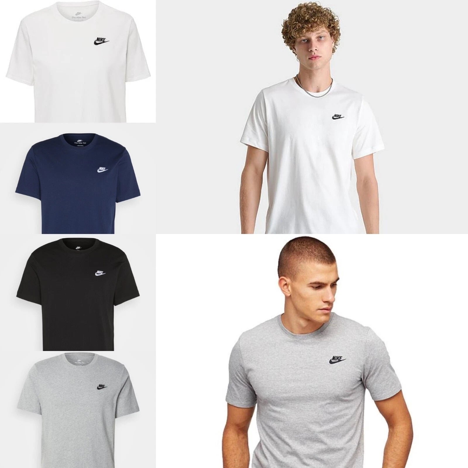 Nike Mens Sportswear Club Swoosh Futura Top Classic Logo Crew Neck T-shirt Tee