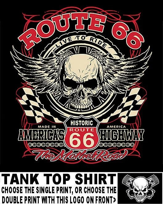 Live To Ride Route 66 Motorcycle Biker Bike Rider Biker Girl Skull Tank Top AB38