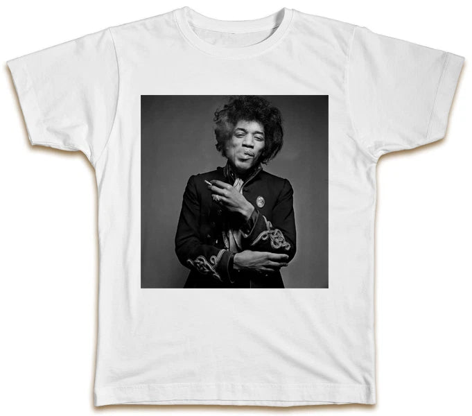 Jimi Hendrix Smoking T-Shirt Cool Reto Vintage Old Designer Gift Present Top