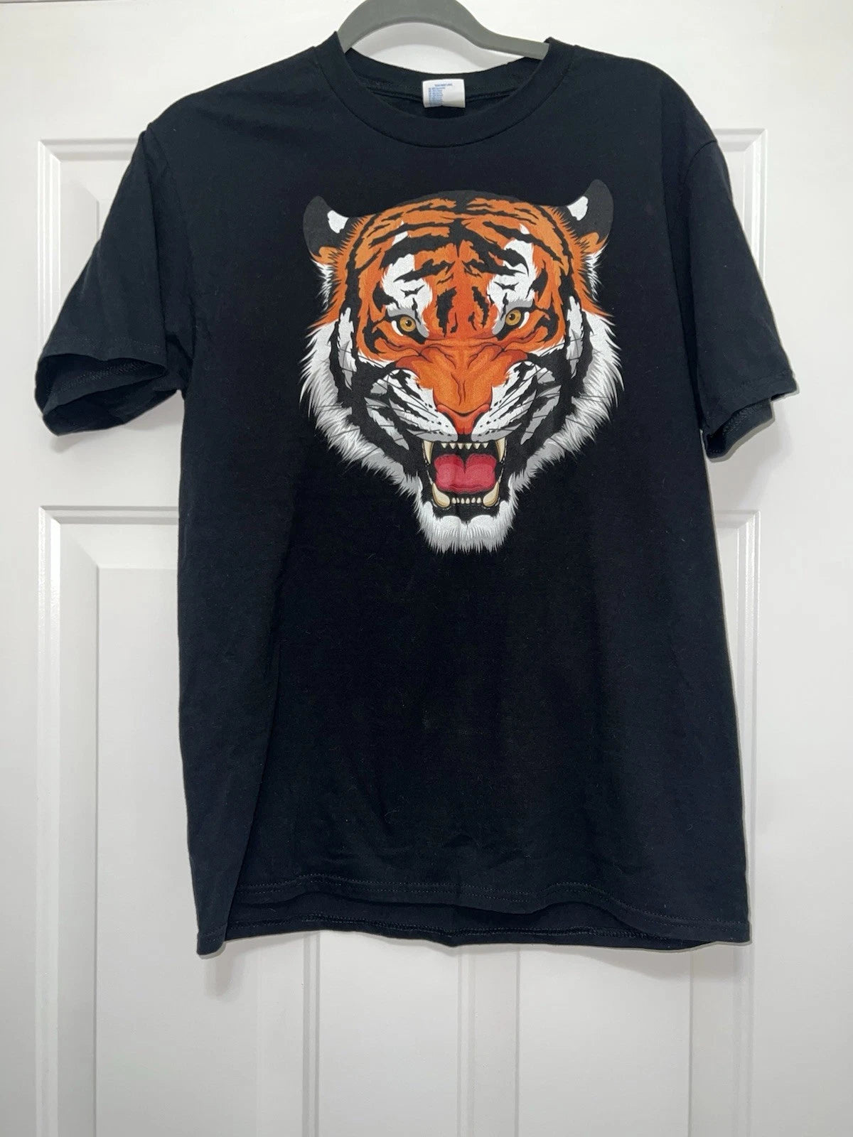 Growling Striped Tiger Face Retro Wild Cat Tee T Shirt Medium Animal Safari Y2K