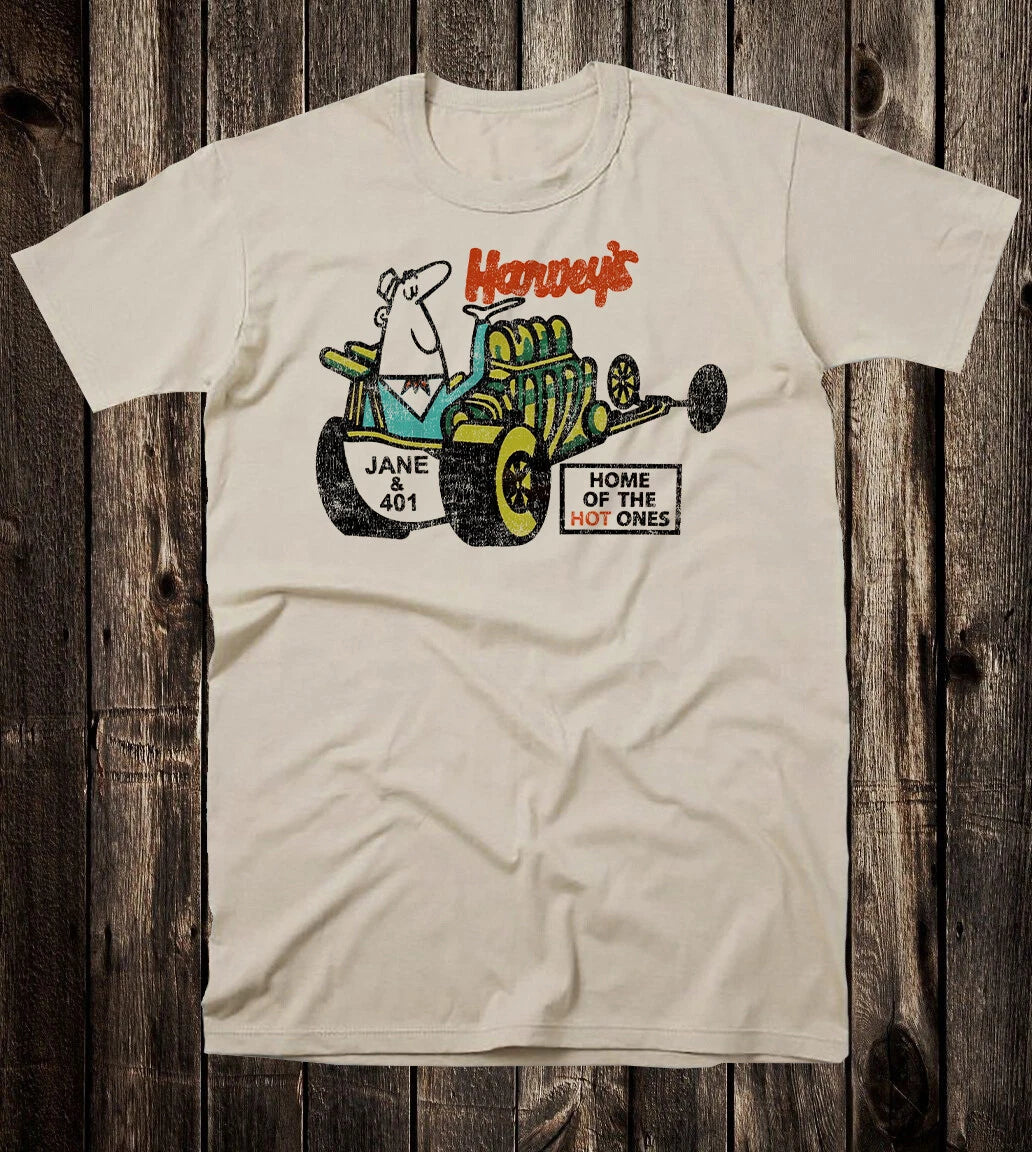 Retro Hot Rod Tee T Shirt Drag Race Racing Harveys Speed Shop