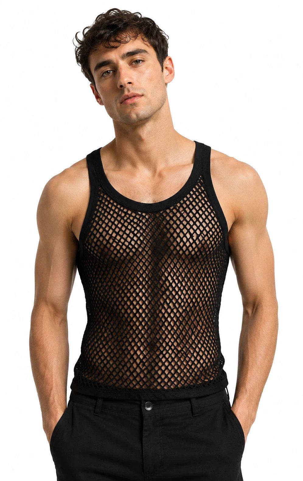 MENS STRING MESH VEST 100% COTTON MESH FISH NET FITTED STRING VEST SIZE 4XL,5XL