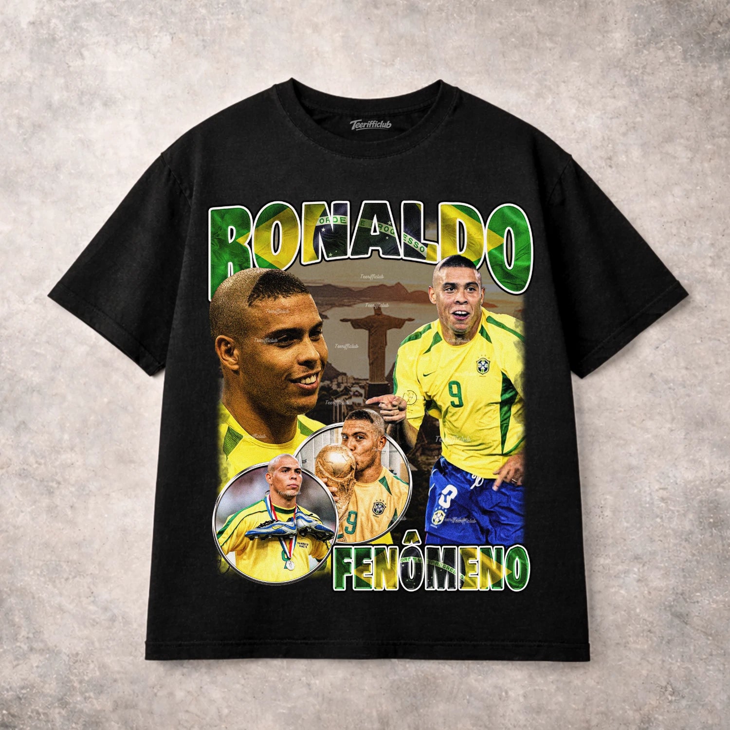 Ronaldo Fenomeno Brazil T Shirt Soccer Football Legend World Cup Graphic Tee