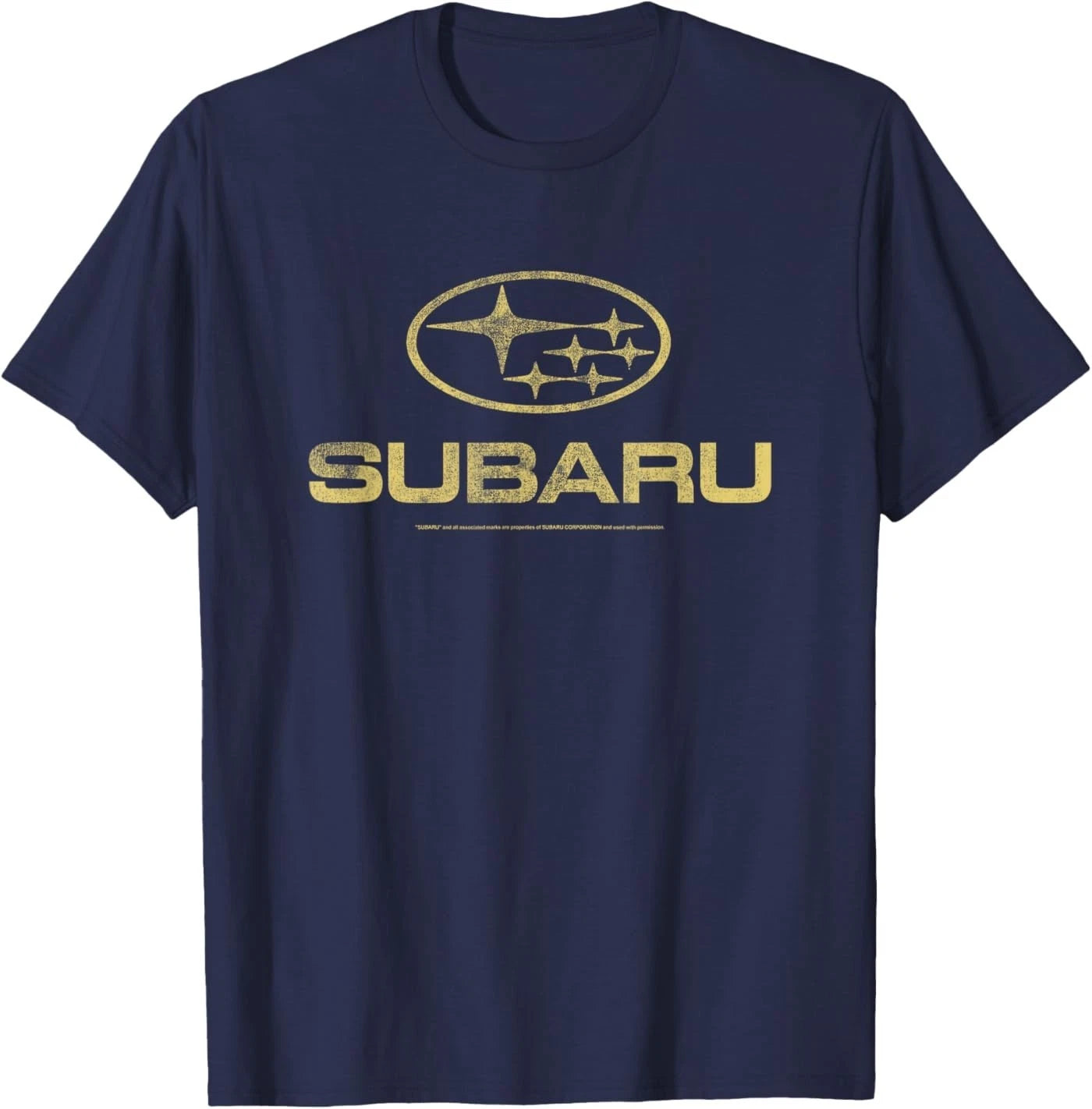 Subaru Distressed Star Logo in Yellow Car Company Unisex T-Shirt