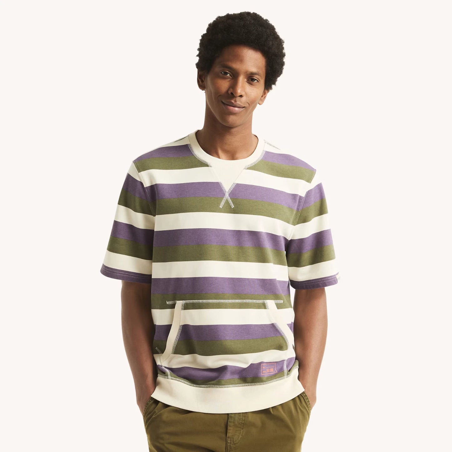 NAUTICA JEANS CO Striped Grape Pocket T-Shirt Classic Fit Cotton Lightweight 2XL