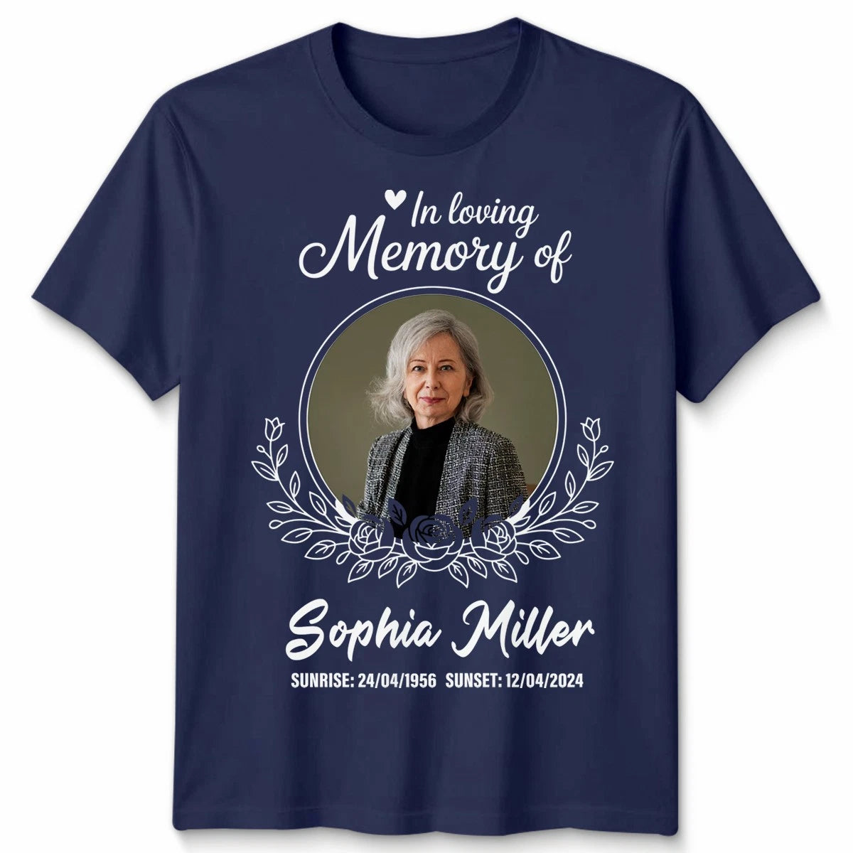 Personalised Memorial Photo T-Shirt In Loving Memory Of Your Text Custom Dates