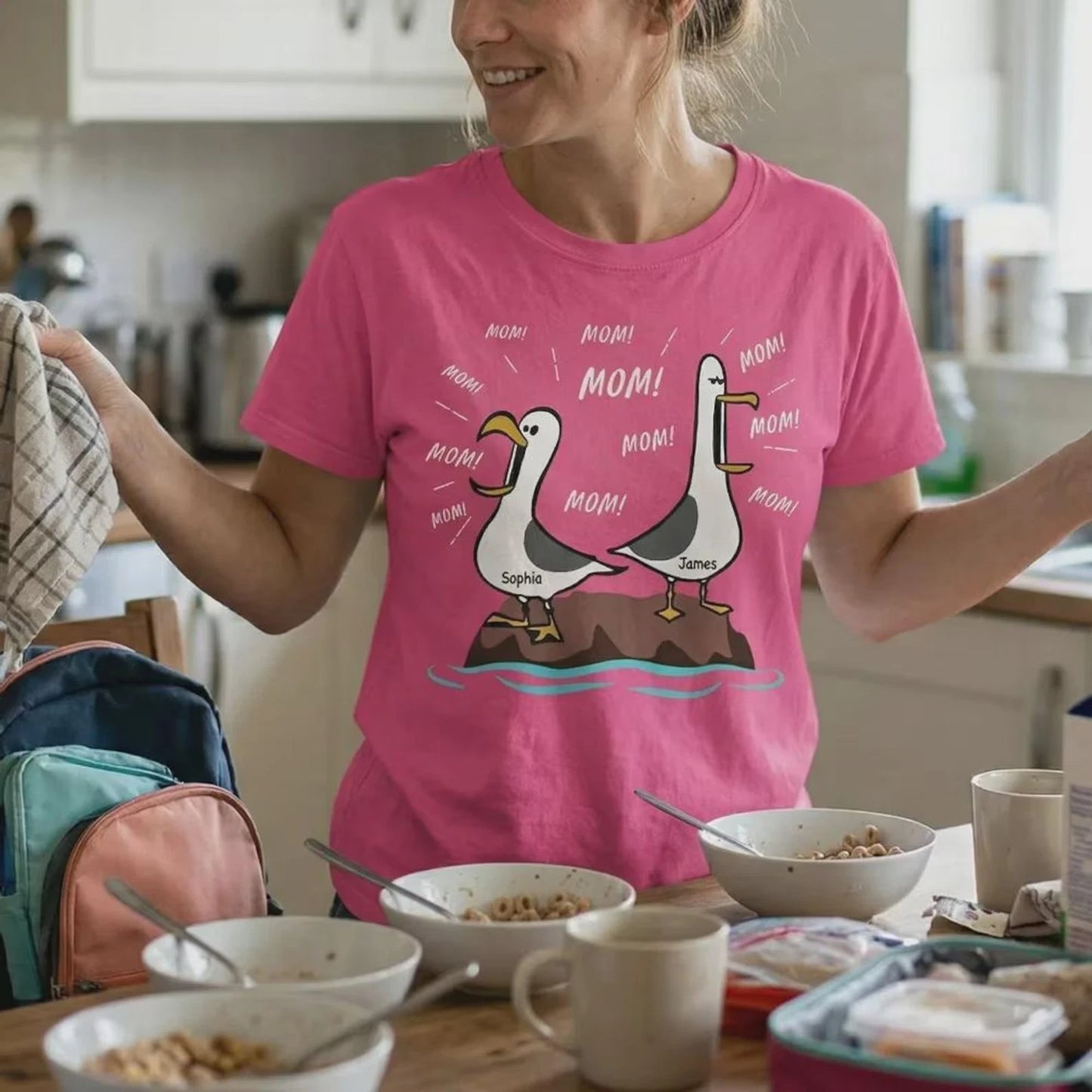 Personalized Seagull Mom Mom Mom Custom Name Shirt, Mother's Day Gift For Mom