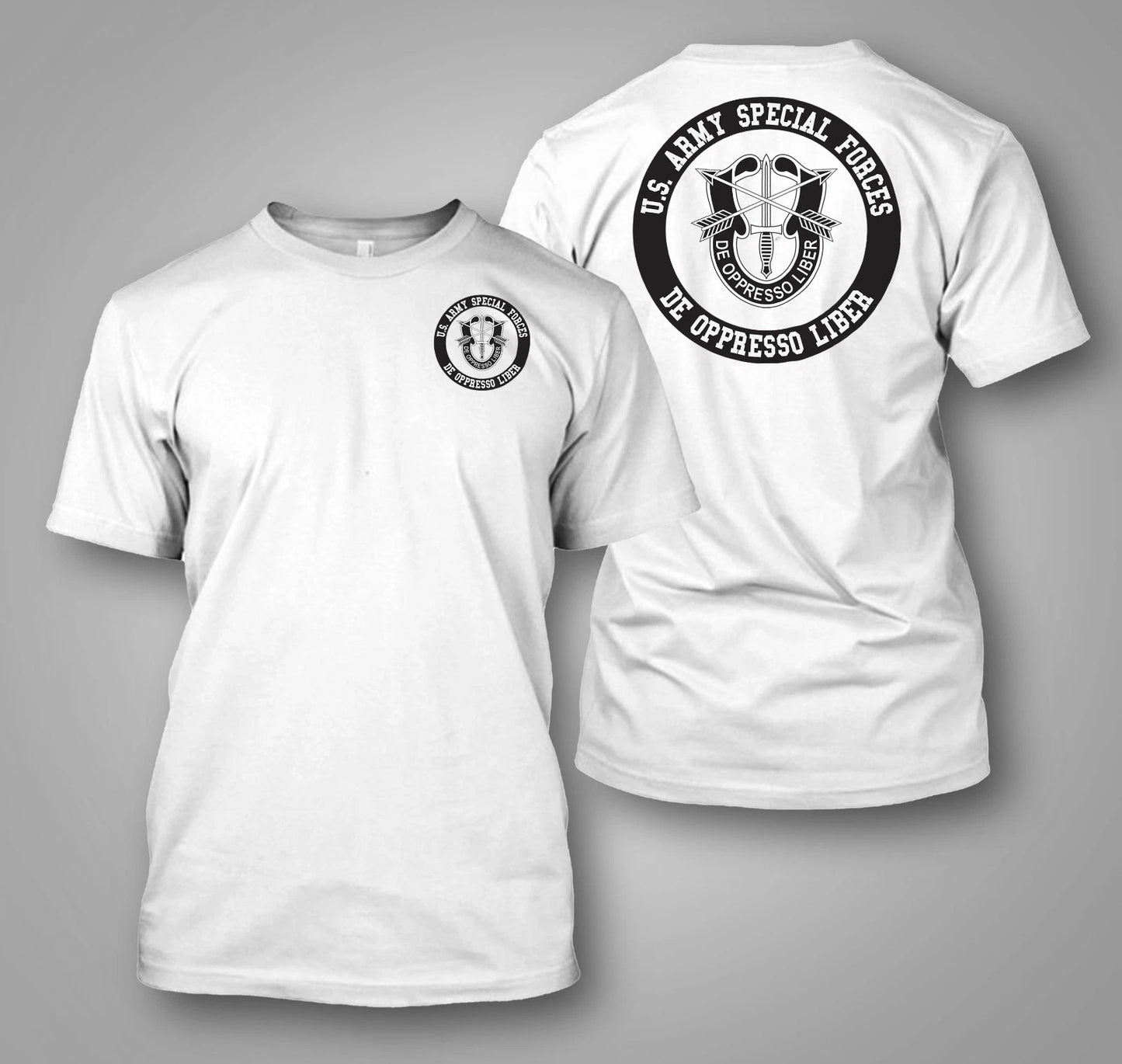 US Army Special Forces De Oppresso Liber  - Custom front and back t-shirt tee