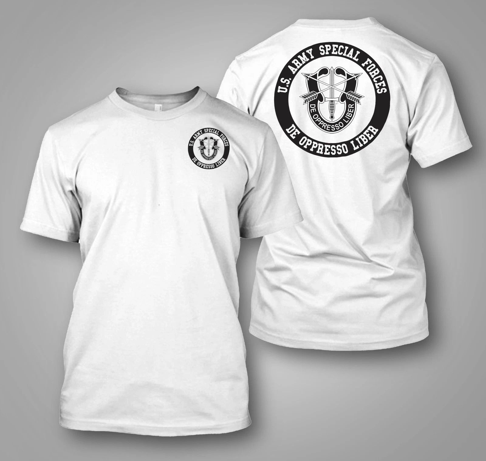 US Army Special Forces De Oppresso Liber  - Custom front and back t-shirt tee