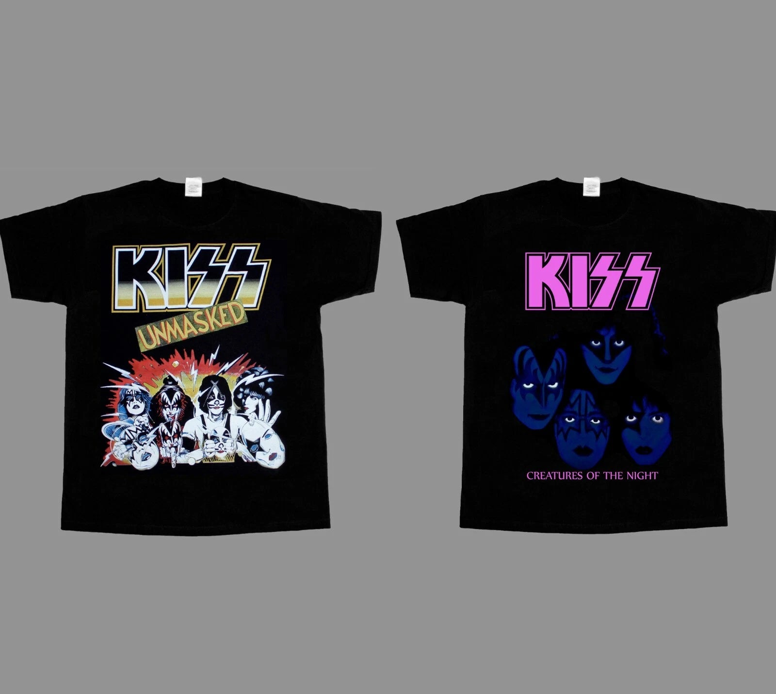 KISS CREATURES OF THE NIGHT UNMASKED NEW BLACK SHORT/LONG SLEEVE T-SHIRT