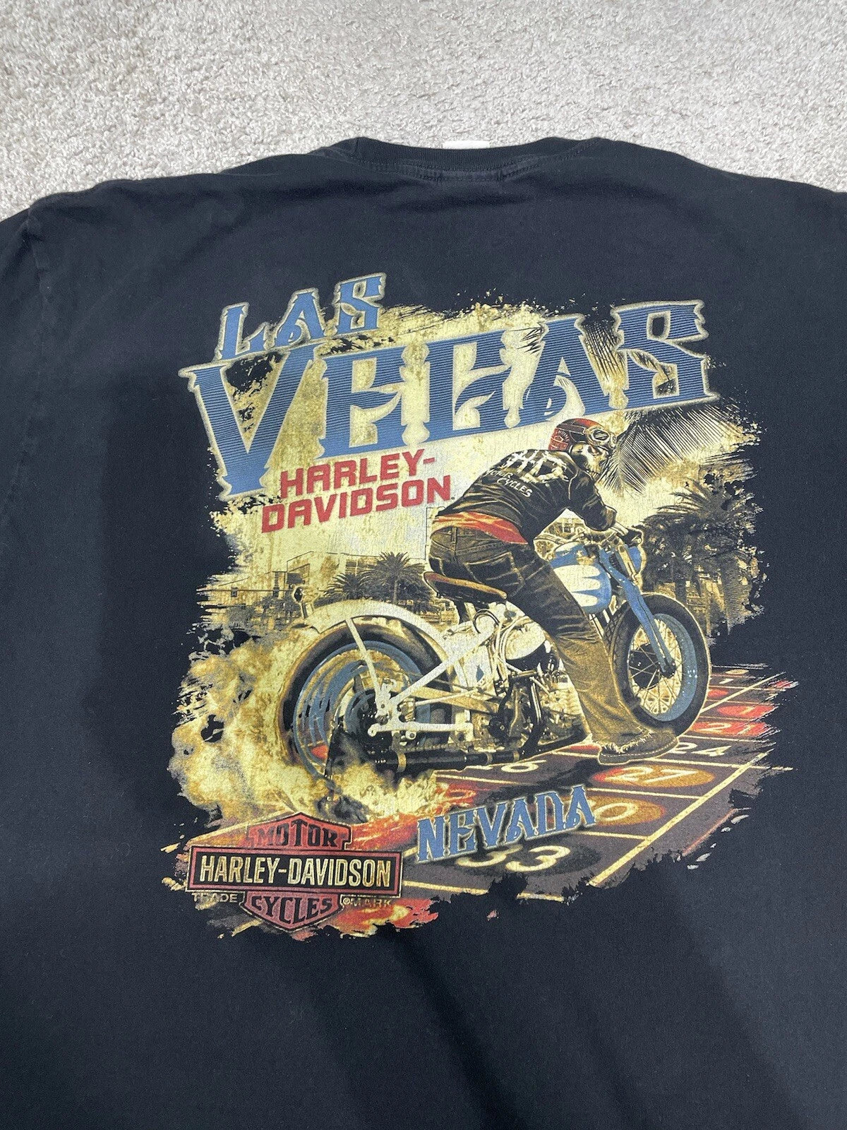 Harley-Davidson Men T-Shirt 2XL Black Las Vegas NV Skeleton Rider Skull Y2K