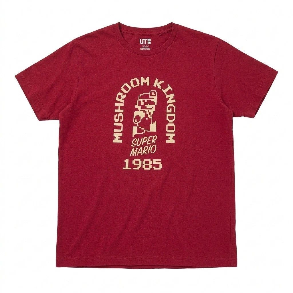 XL Nintendo Uniqlo UT Super Mario 1985 Maroon Mushroom Kingdom Pixel A T-Shirt