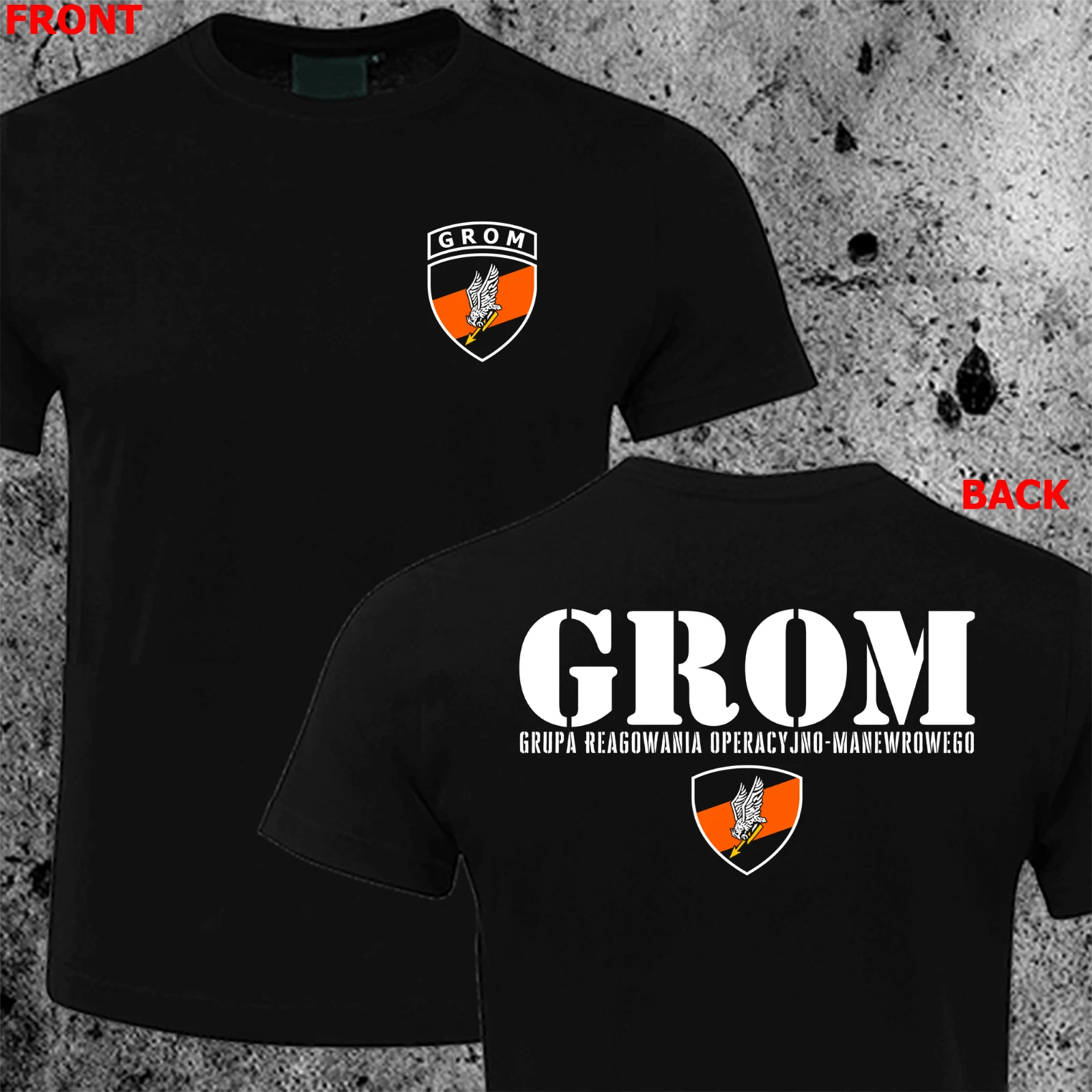Thunder JW GROM Poland Special Force Unit Army Counter Terrorist Black Tshirt HQ