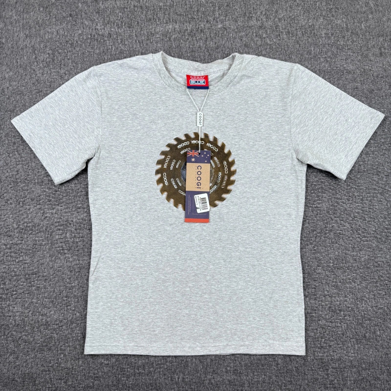 Vintage Coogi Saw Blade T-Shirt Mens Small Gray Short Sleeve Skate Rap Y2K NWT
