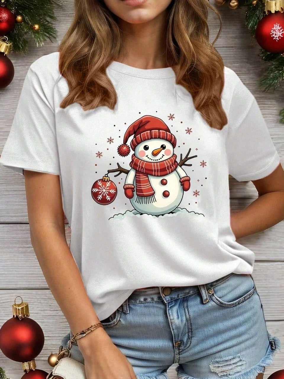 Cute Snowman Christmas Tee  Holiday Winter Graphic T-Shirt