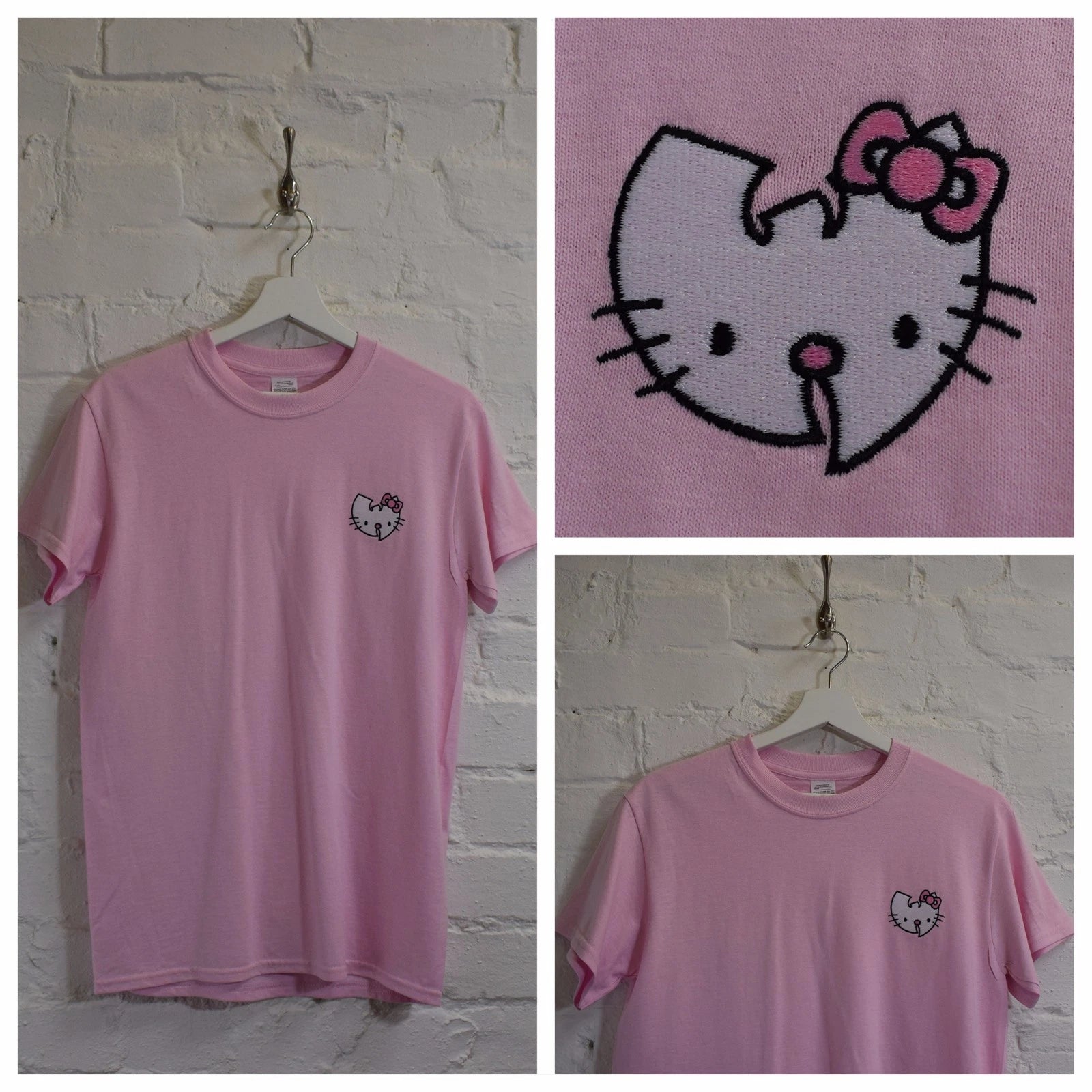 AFT-PActual Fact Wu x Hello Kitty Wu Tang Clan Japanese Cartoon Pink Tee T-shirt